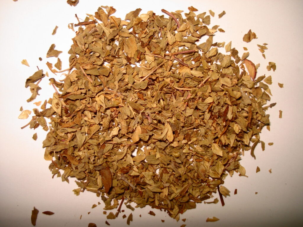 Dried oregano leaves and stems