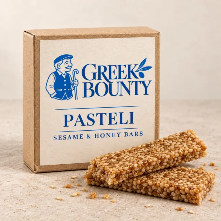 Greek Bounty packaging with blue Pappou — pasteli-01