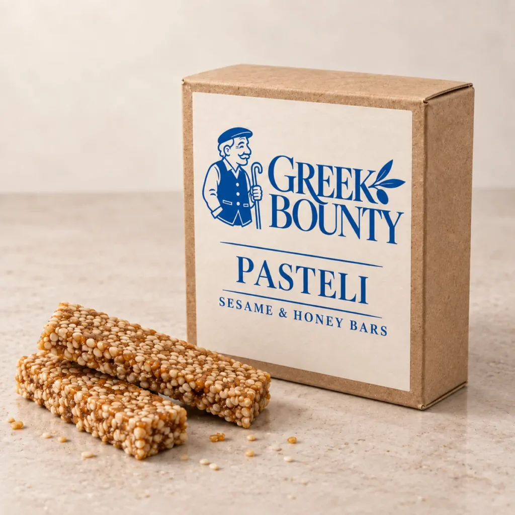 Greek Bounty packaging with blue Pappou — pasteli-02