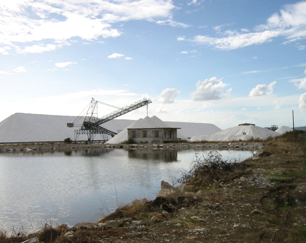 Salt piles at Kalas saline near Messolonghi, Greece