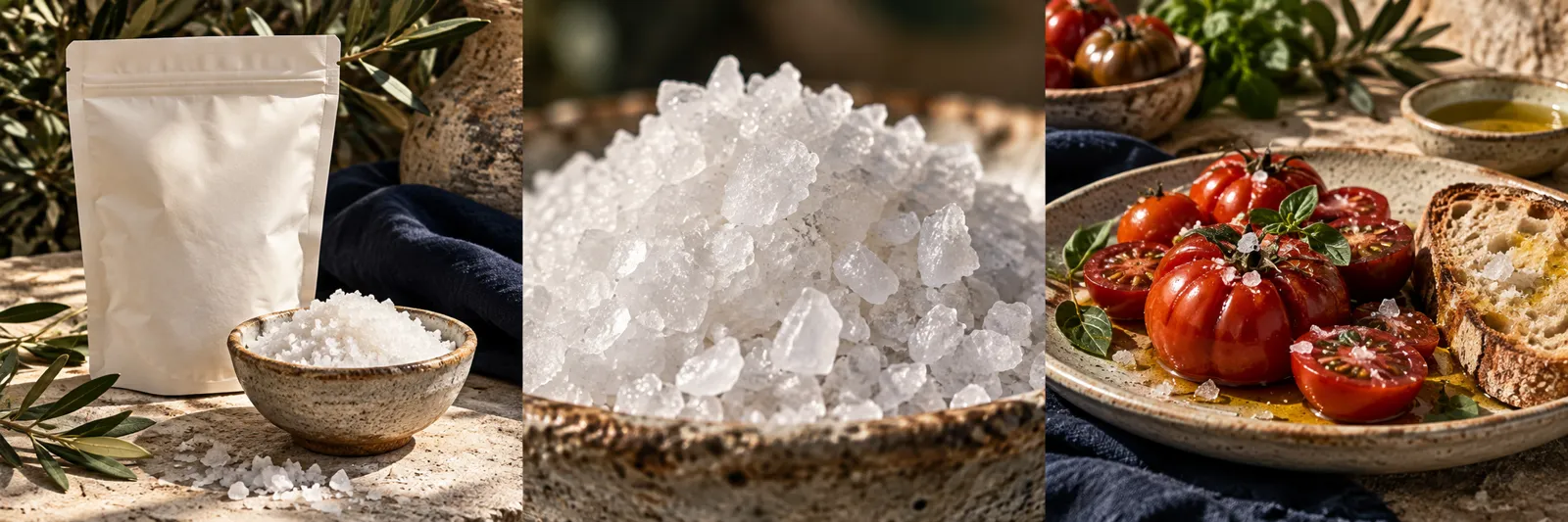Greek sea salt concept still life