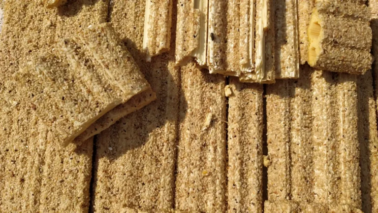 Stacked sesame seed bars similar to Greek pasteli, for explaining what is pasteli